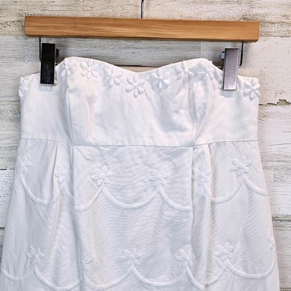 Lilly Pulitzer White Embroidered & Beaded Strapless Mini Dress Sz 4 Boho Beachy - Picture 12 of 16